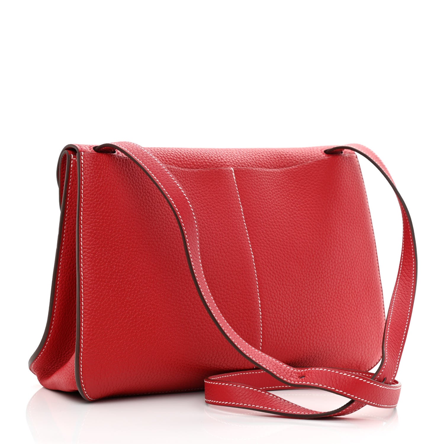 Hermes Taurillon Clemence Verso Halzan 31 GM Rouge Casaque Vermillion 3 of 10