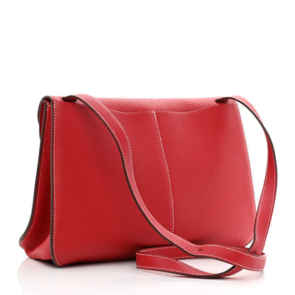Hermes Taurillon Clemence Verso Halzan 31 GM Rouge Casaque Vermillion 3 of 10