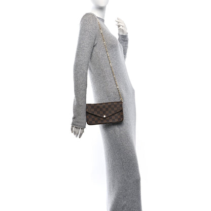 Louis Vuitton Damier Ebene Pochette Felicie Chain Wallet 4 of 11