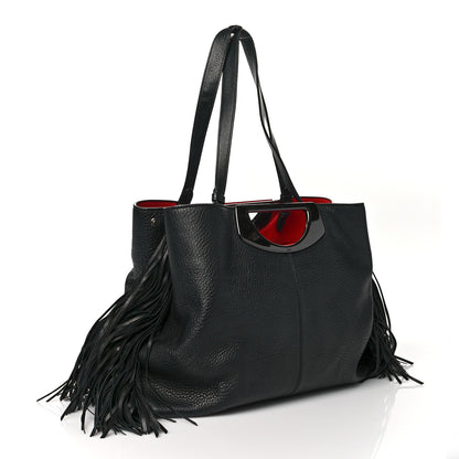Christian Louboutin Grained Calfskin Passage Fringe Shopping Tote Black 3 of 14