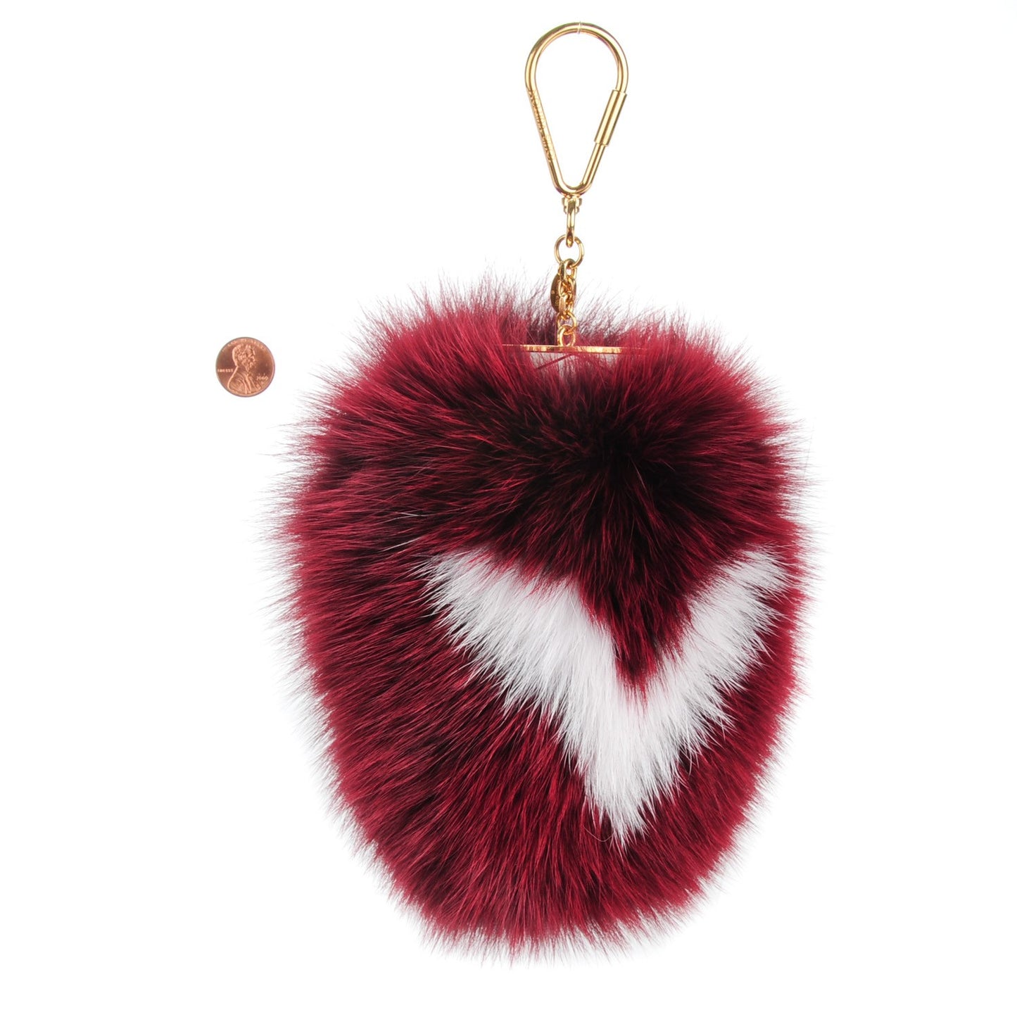 Fox Fur Fuzzy V Bag Charm Amarante