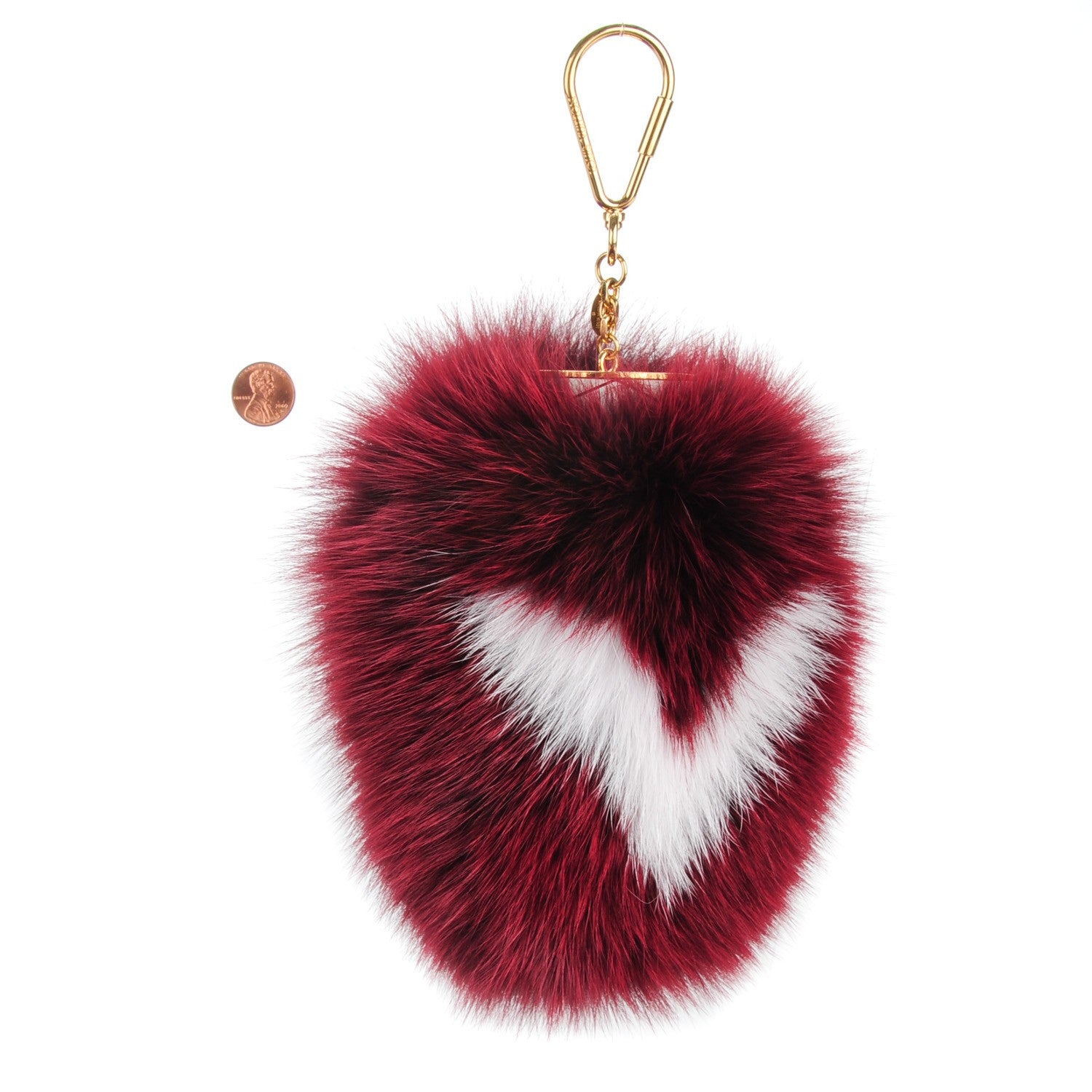 Louis Vuitton Fox Fur Fuzzy V Bag Charm Amarante 2 of 5
