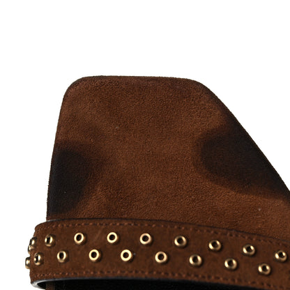 Saint Laurent Suede Mica Stud Mule Sandals 35 Brown 8 of 10