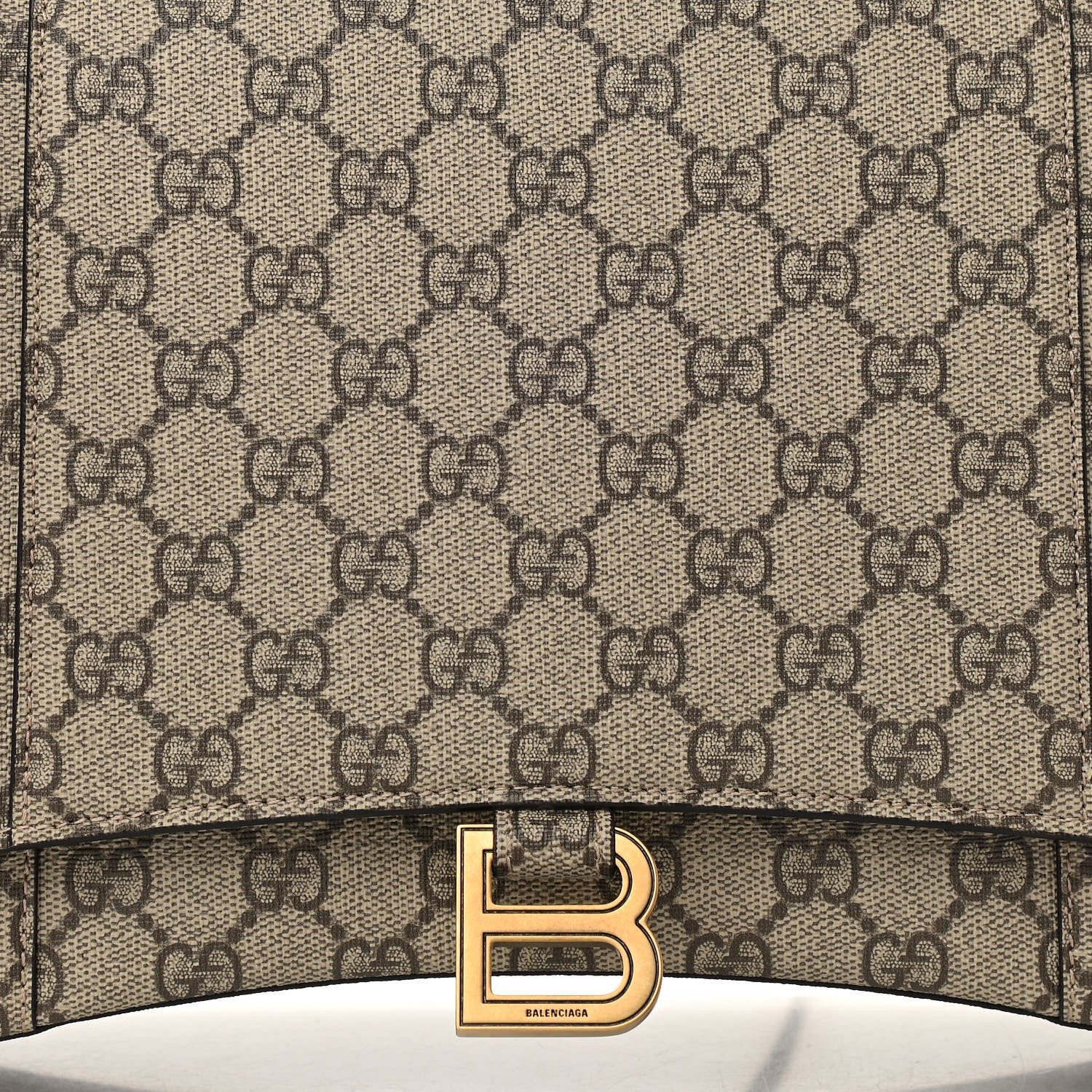 Balenciaga X GUCCI GG Supreme Monogram Medium Hourglass Top Handle Bag Beige Ebony 7 of 10