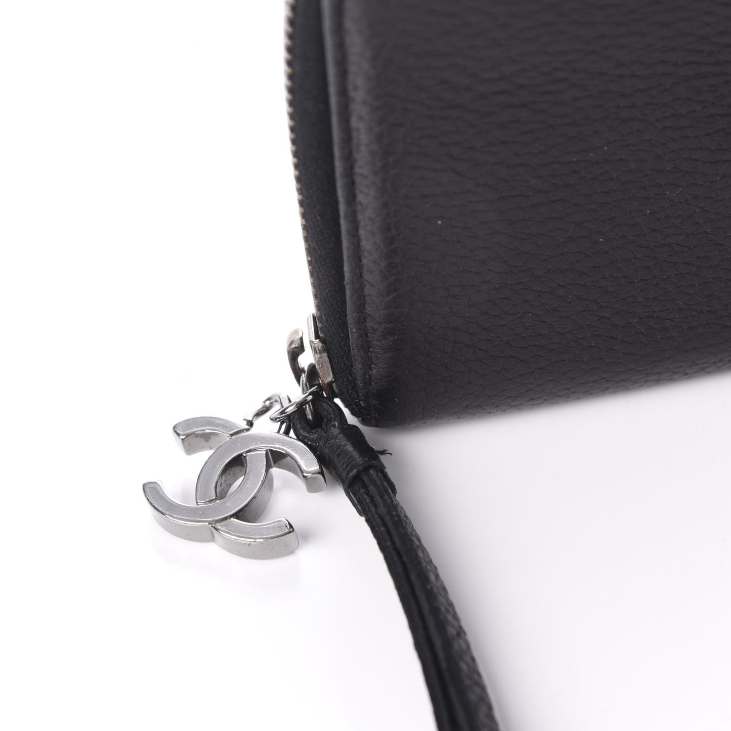 Calfskin Large Timeless Zip Around Wallet Black