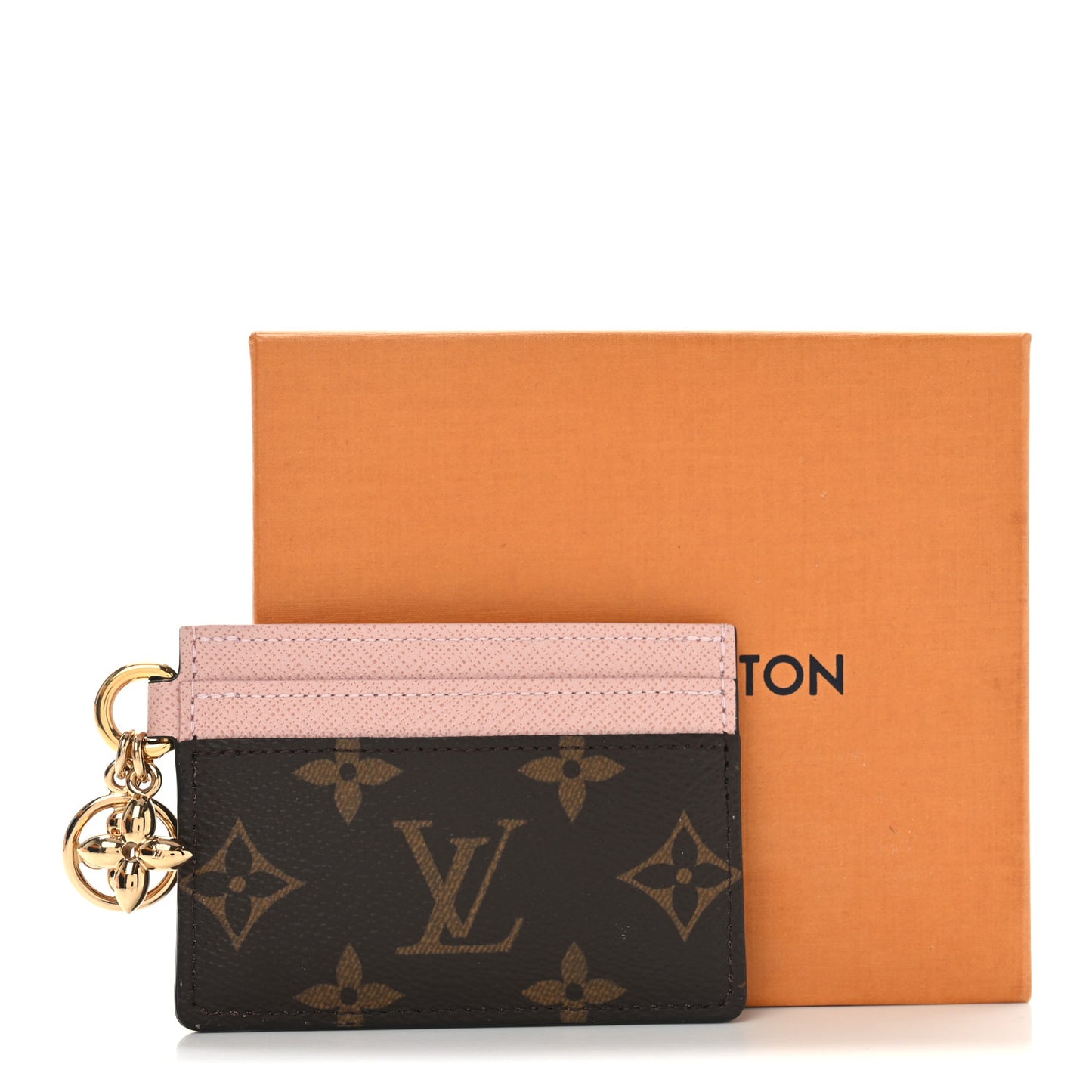 Monogram LV Charms Card Holder Rose Ballerine