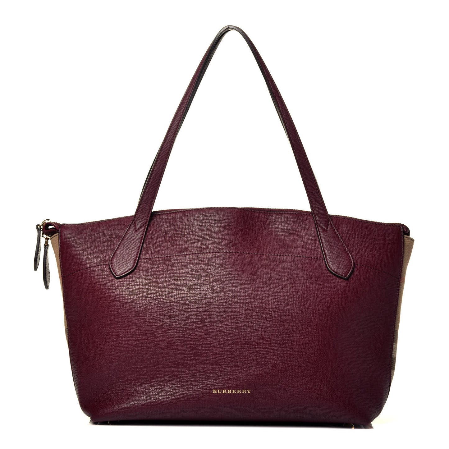 Derby Calfskin House Check Medium Welburn Tote Mahogany Red