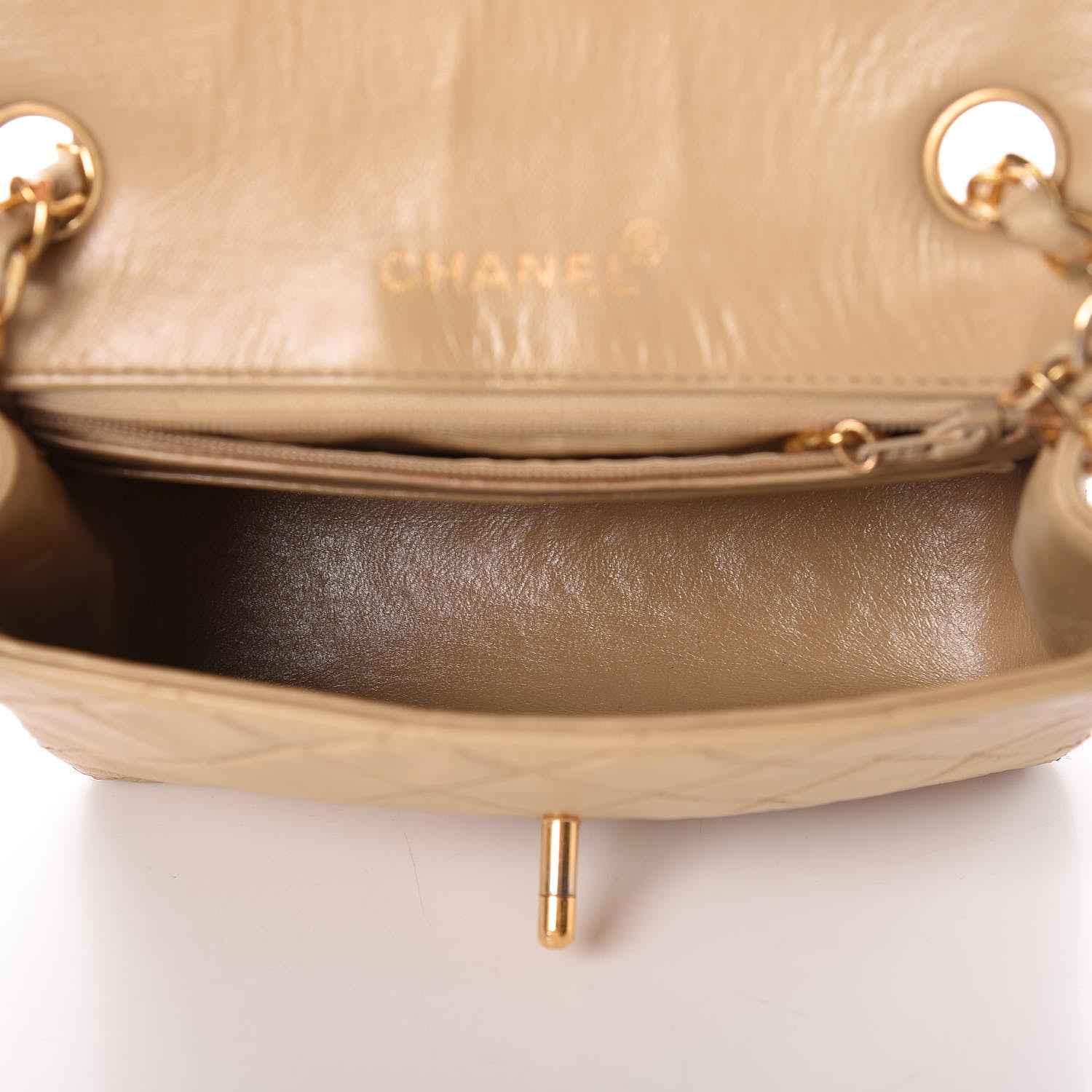 Chanel Lambskin Quilted Mini Square Flap Beige 9 of 11