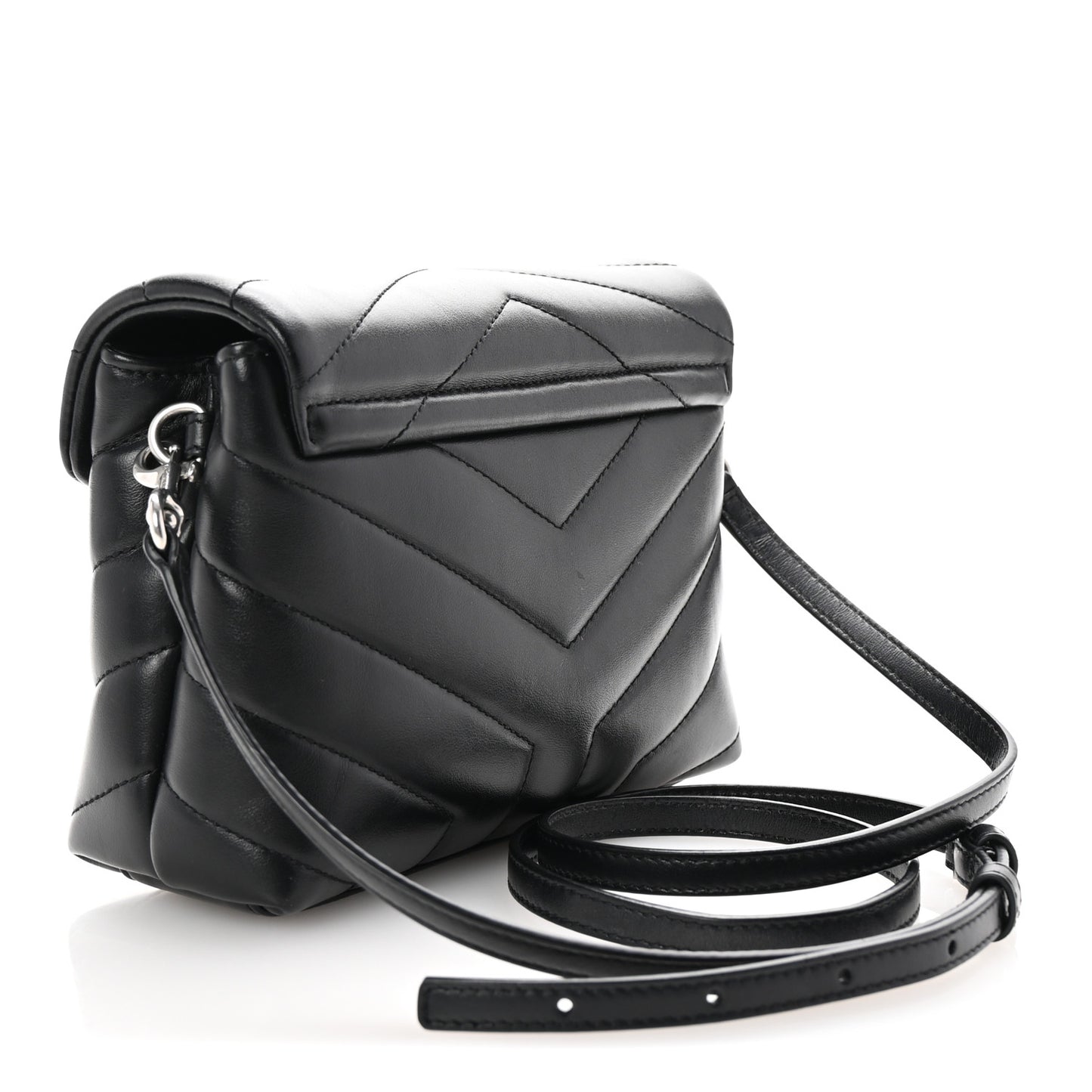 Calfskin Y Quilted Monogram Toy Loulou Crossbody Bag Black