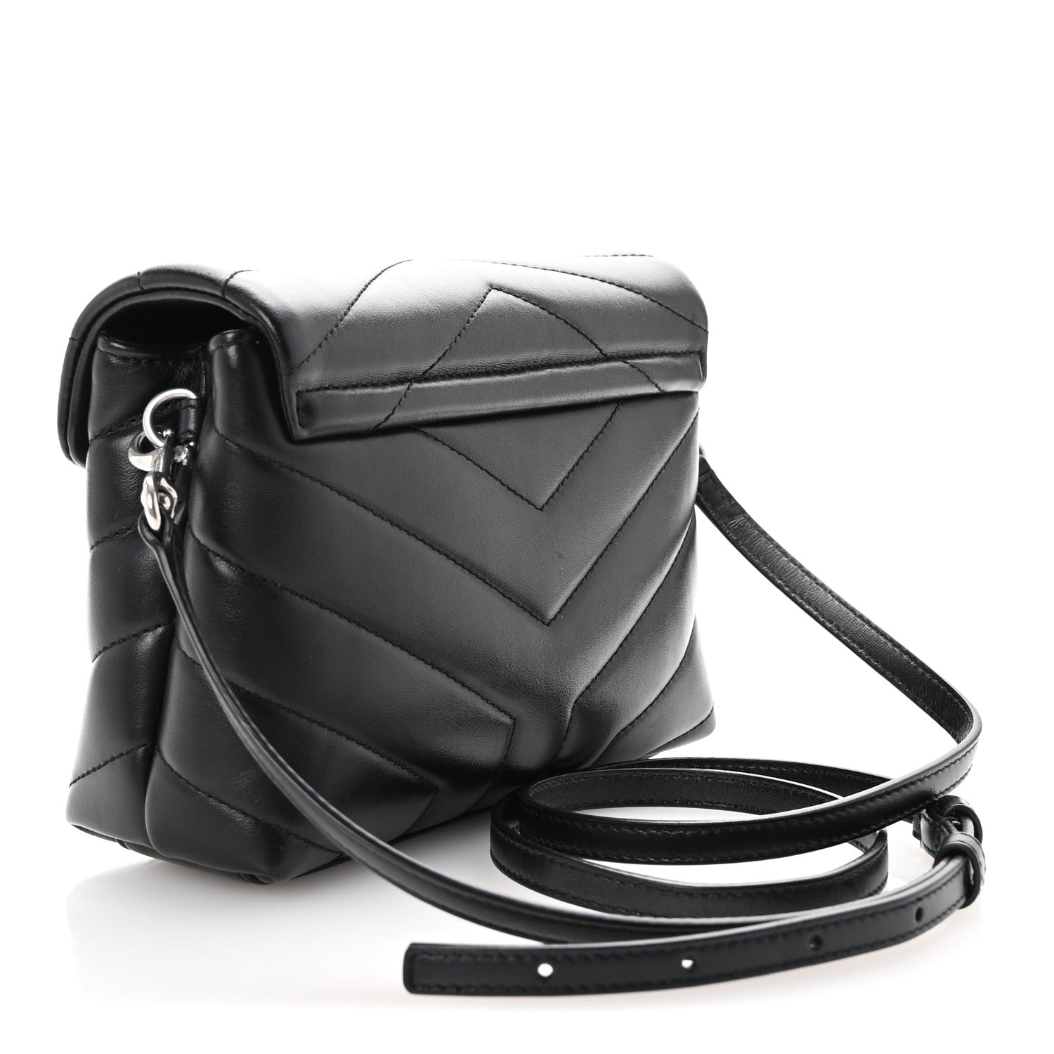 Saint Laurent Calfskin Y Quilted Monogram Toy Loulou Crossbody Bag Black 3 of 9