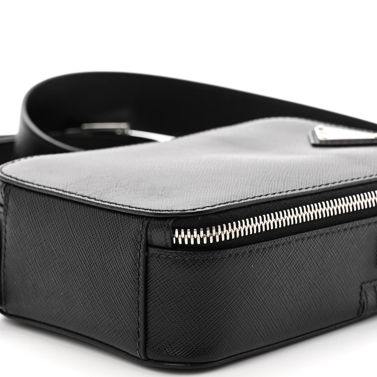 Prada Saffiano Travel Brique Crossbody Messenger Bag Black 9 of 9