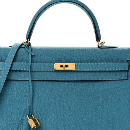 Hermes Togo Kelly Retourne 35 Turquoise 8 of 10