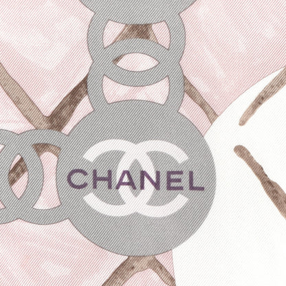 Chanel Silk CC Logo Camellia Scarf White Pink 2 of 4