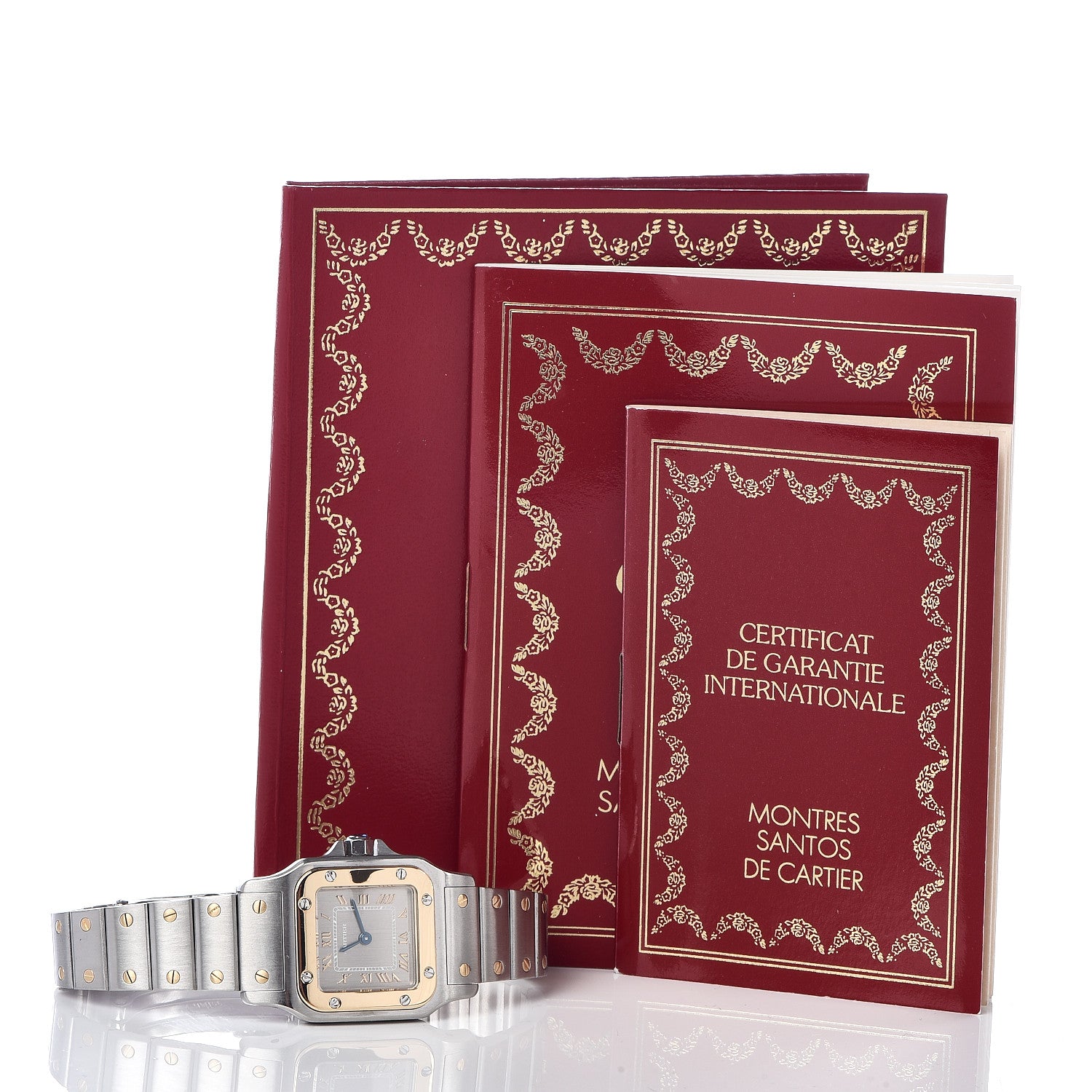 Cartier Stainless Steel 18K Yellow Gold 24mm Santos De Cartier Galbee Quartz Watch Silver 6 of 6