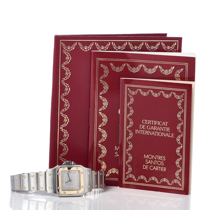 Cartier Stainless Steel 18K Yellow Gold 24mm Santos De Cartier Galbee Quartz Watch Silver 6 of 6