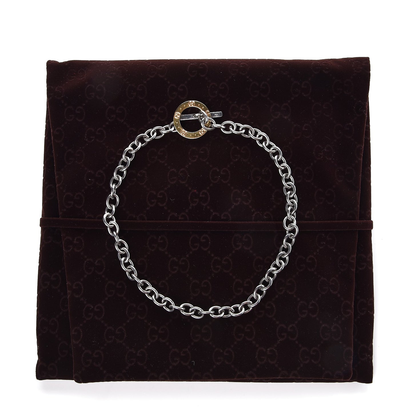 Stainless Steel 18K Yellow Gold Monogram Choker Toggle Clasp Necklace