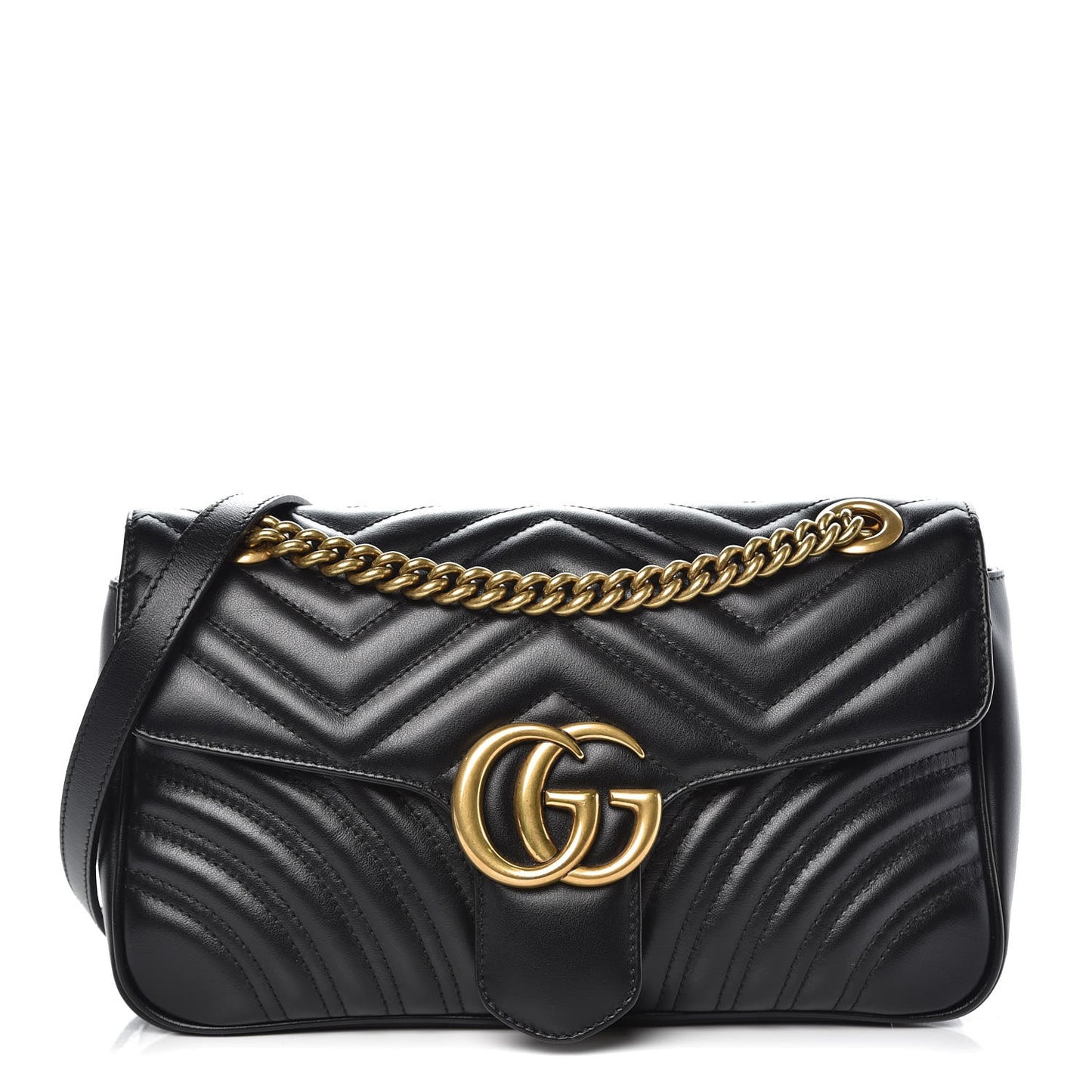 Calfskin Matelasse Small GG Marmont Shoulder Bag Black