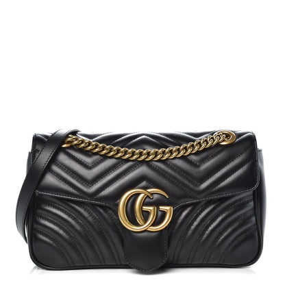 Gucci Calfskin Matelasse Small GG Marmont Shoulder Bag Black 1 of 7