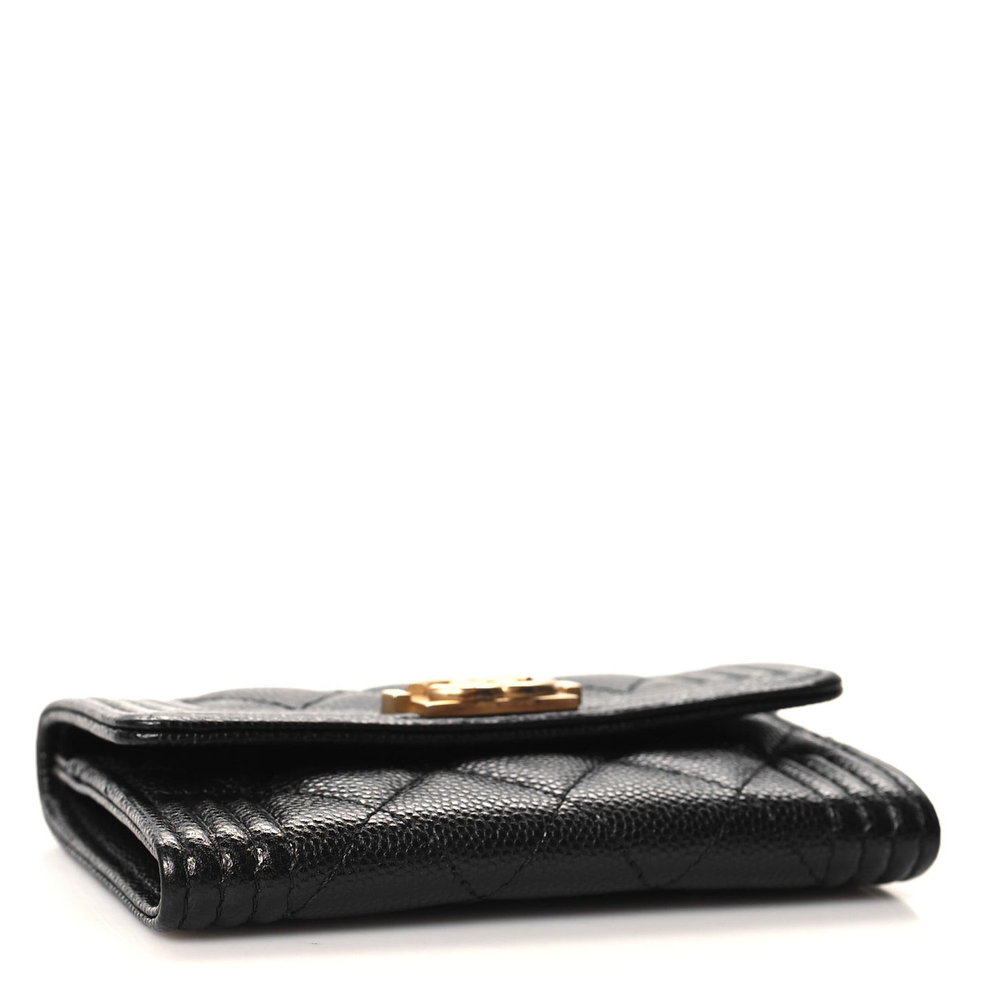 Caviar Quilted Boy Flap Card Holder Black