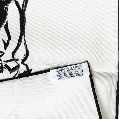 Hermes Silk Paddock Scarf 90 Blanc Noir Blanc 7 of 7