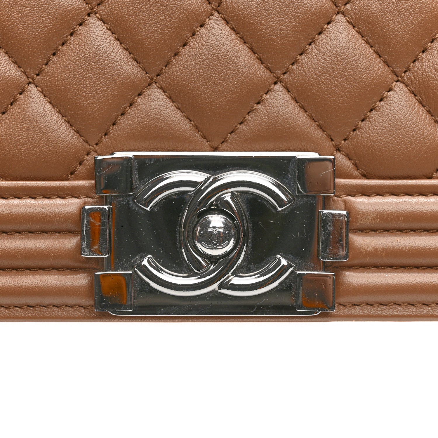 Chanel Calfskin Quilted New Medium Boy Flap Dark Beige 13 of 14