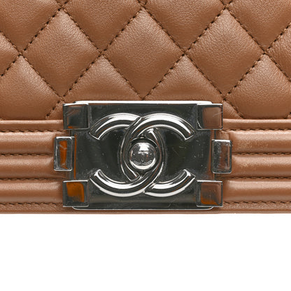 Chanel Calfskin Quilted New Medium Boy Flap Dark Beige 13 of 14