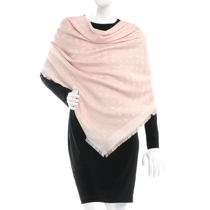 Louis Vuitton Silk Wool Monogram Denim Shawl Pink 2 of 4