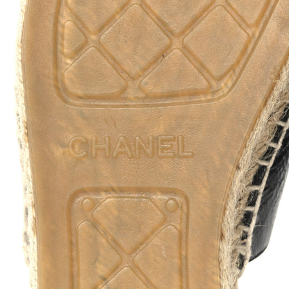 Chanel Iridescent Goatskin Patent CC Espadrille Mules 39 Black 8 of 11