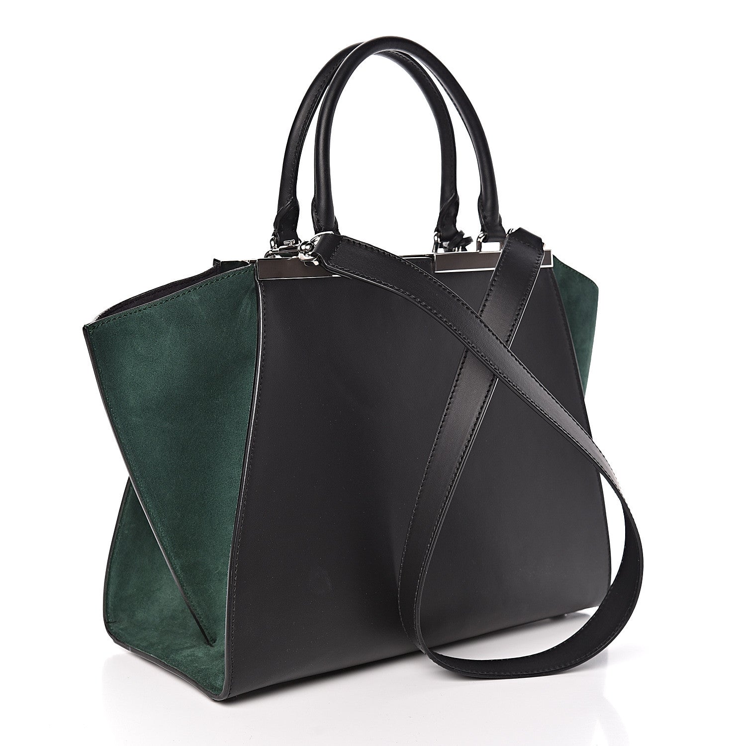 Fendi Vitello Baltico Kore Petite 3Jours Tote Black Verde Prato 3 of 10
