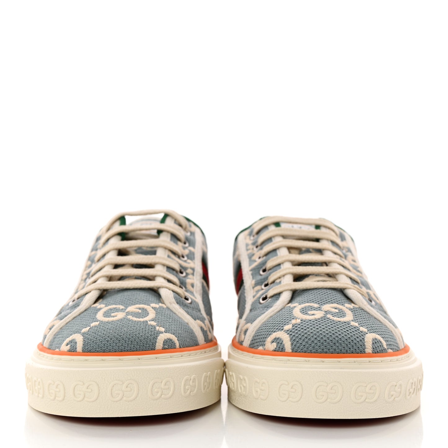 Cotton GG Monogram Web Womens 1977 Tennis Sneakers 40.5 Philod Ivory Mystic White