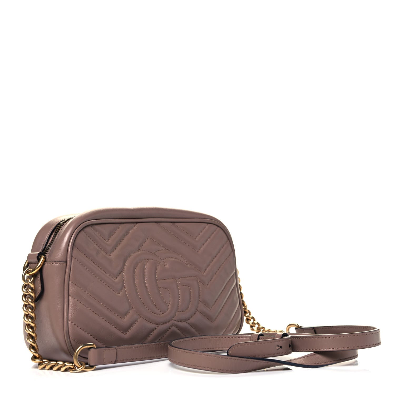 Gucci Calfskin Matelasse Small GG Marmont Chain Shoulder Bag Porcelain Rose 3 of 11