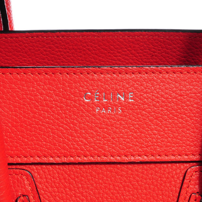Celine Drummed Leather Micro Luggage Coquelicot 4 of 9