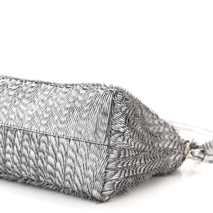 Loewe Metallic Nappa Calfskin Fringed Medium Chain Flamenco Knot Purse Silver 10 of 12