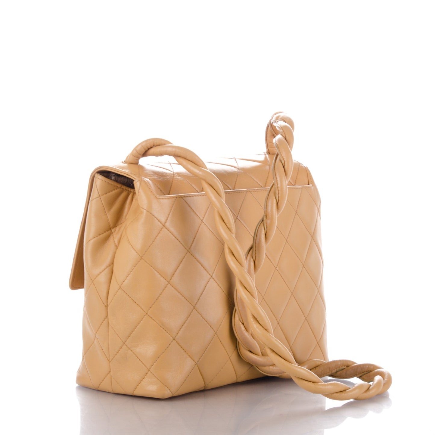 Lambskin Flap Shoulder Bag Beige