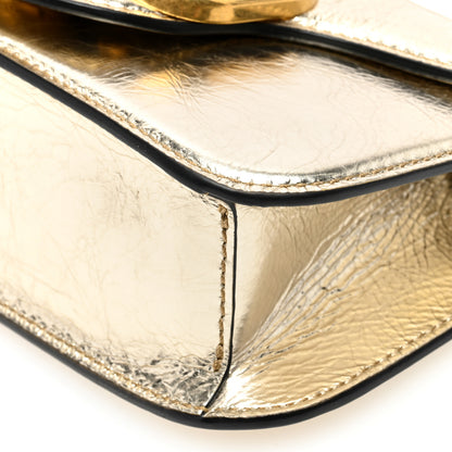 Valentino Garavani Metallic Crackle Effect Calfskin Vlogo Small Loco Shoulder Bag Platino 9 of 9