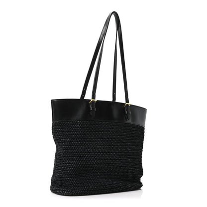 Saint Laurent Calfskin Raffia Mini Tote Black 2 of 9