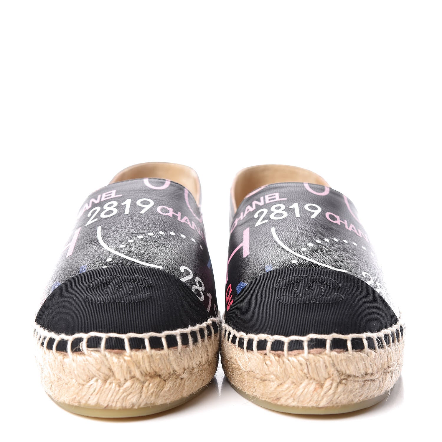 Chanel Lambskin Grosgrain Printed Espadrilles 37 Multicolor Black 2 of 10