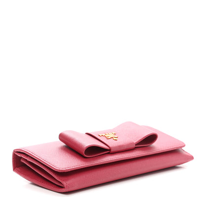 Prada Saffiano Fiocco Bow Continental Wallet Peonia 4 of 9