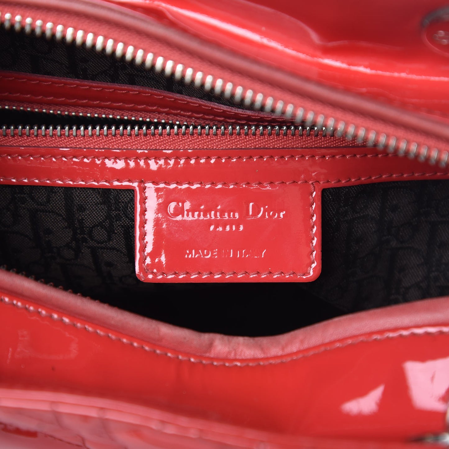 Patent Cannage Large Lady Dior Red
