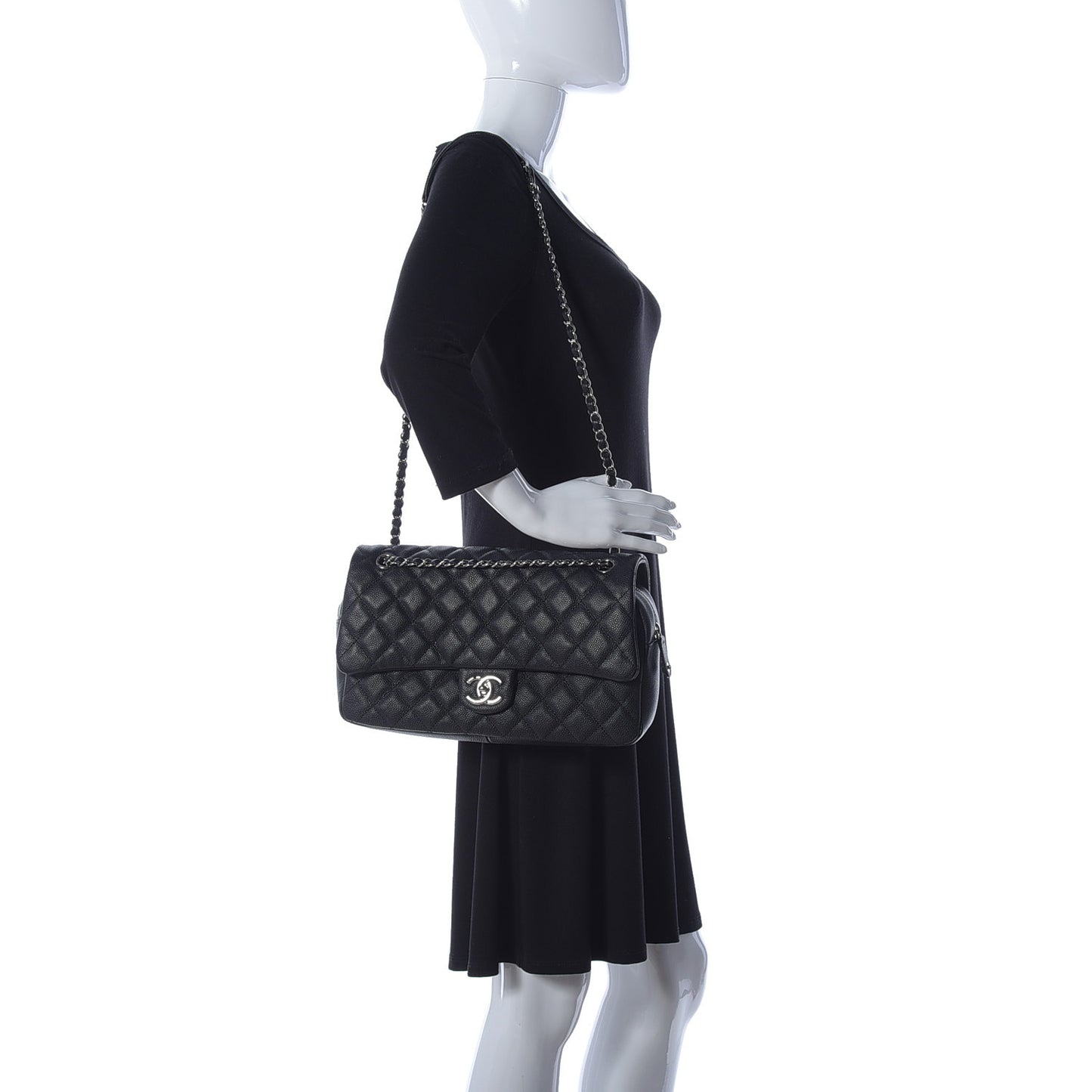 Caviar Quilted Jumbo Easy Flap Black