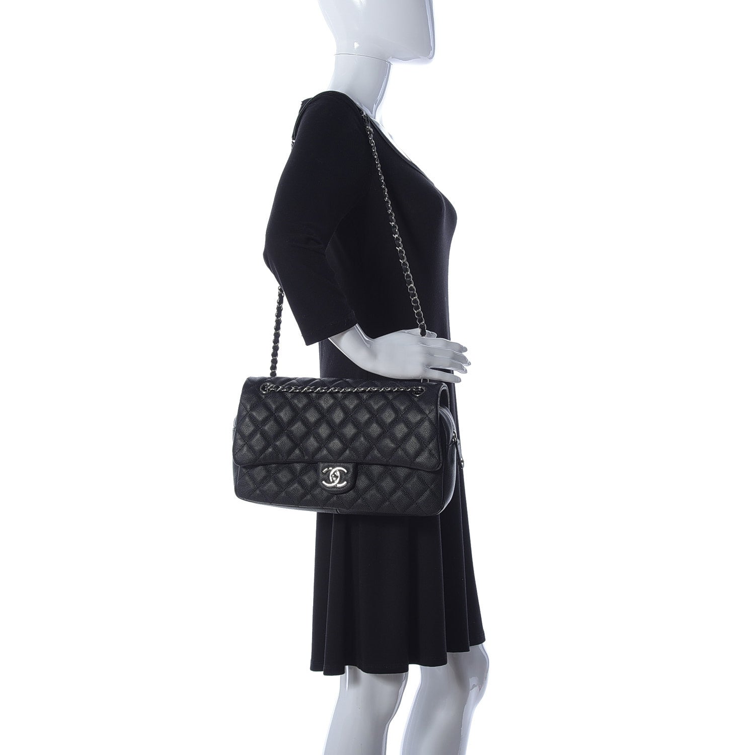 Chanel Caviar Quilted Jumbo Easy Flap Black 2 of 9
