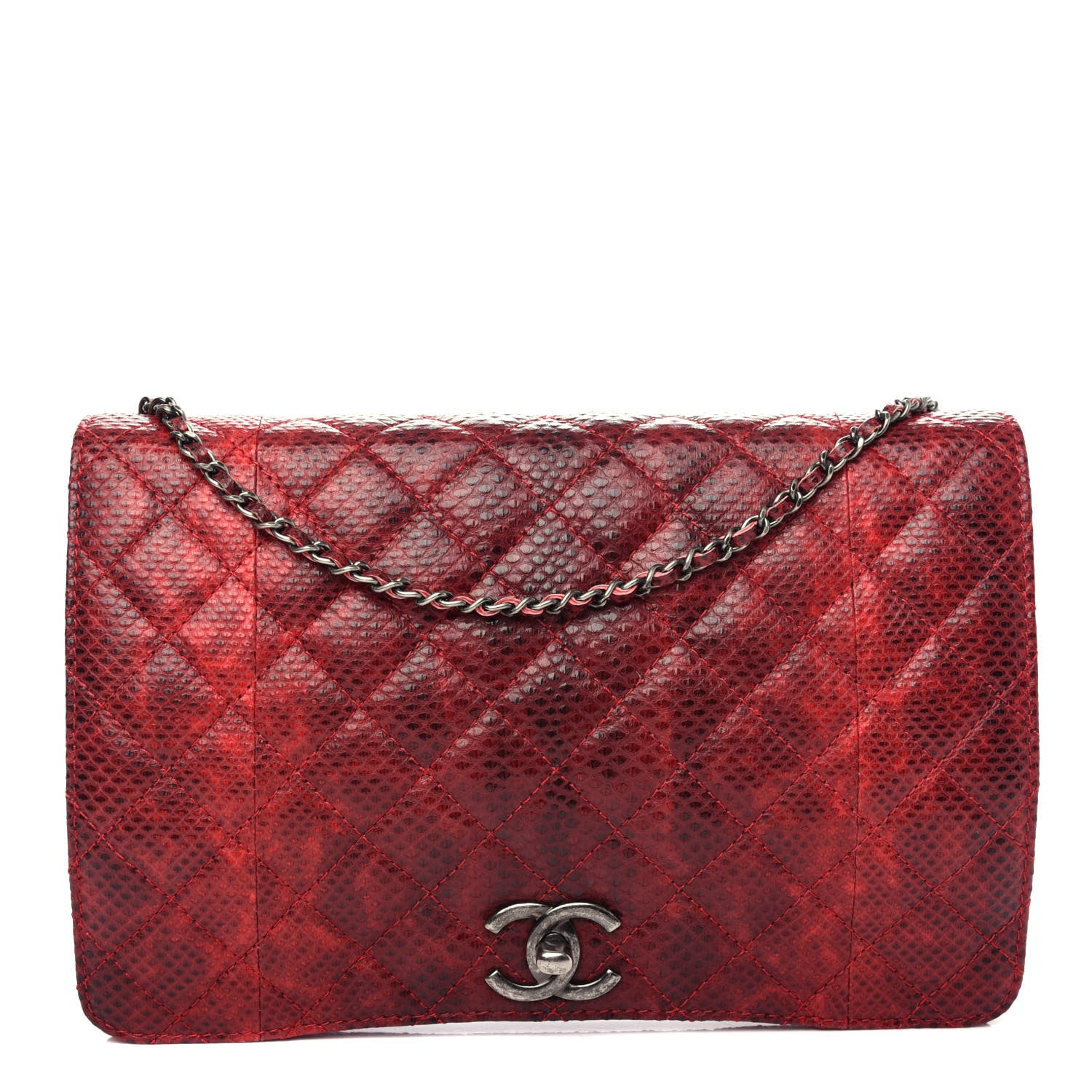 Chanel Karung Quilted Clutch Flap Red 1 of 13