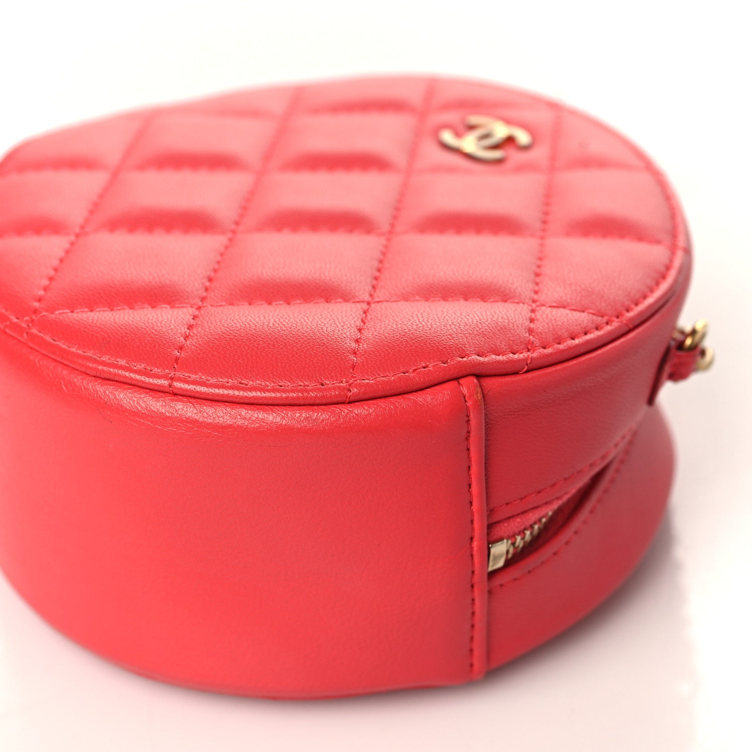 Chanel Lambskin Quilted Round Clutch With Chain Red 9 of 9