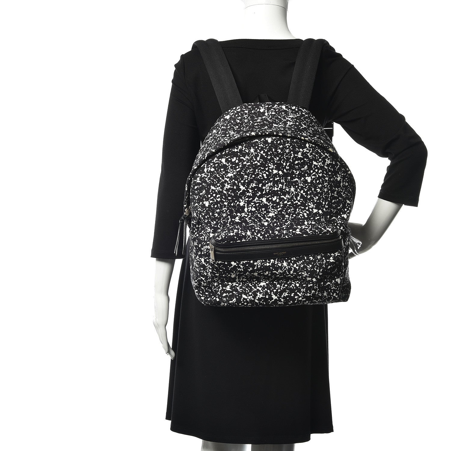 Saint Laurent Printed Canvas Hunting Backpack Black White 2 of 12