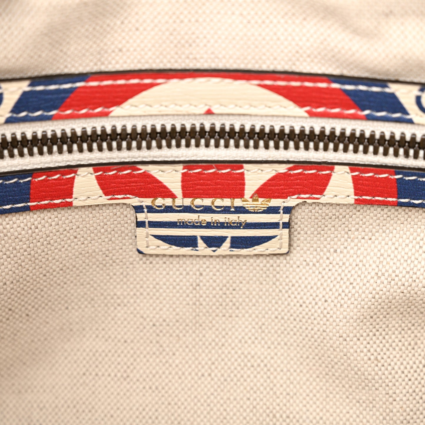 X ADIDAS Shangai Calfskin Web Trefoil Interlocking G Mini Duffle Bag Red White Blue