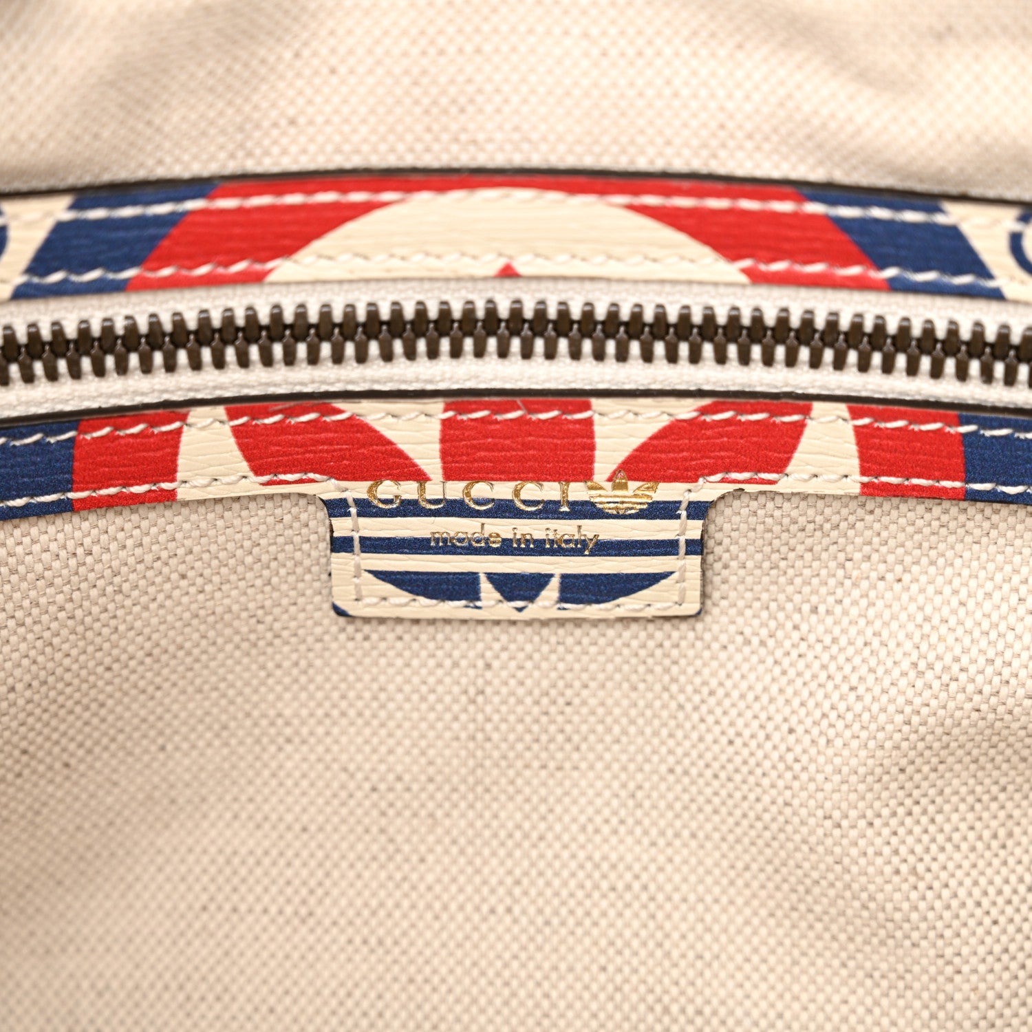 Gucci X ADIDAS Shangai Calfskin Web Trefoil Interlocking G Mini Duffle Bag Red White Blue 6 of 10
