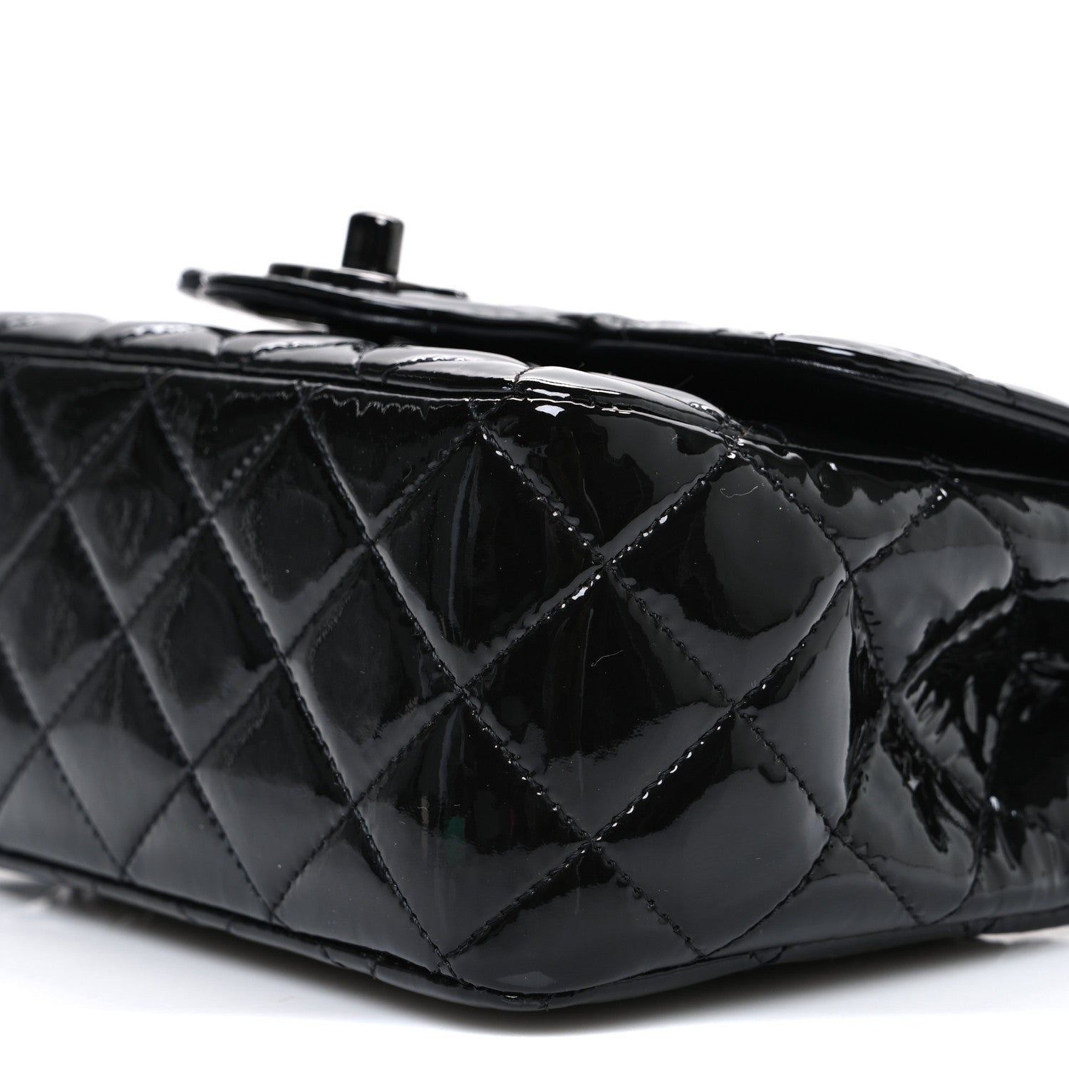 Chanel Patent Calfskin Quilted Mini Square Flap So Black 9 of 9