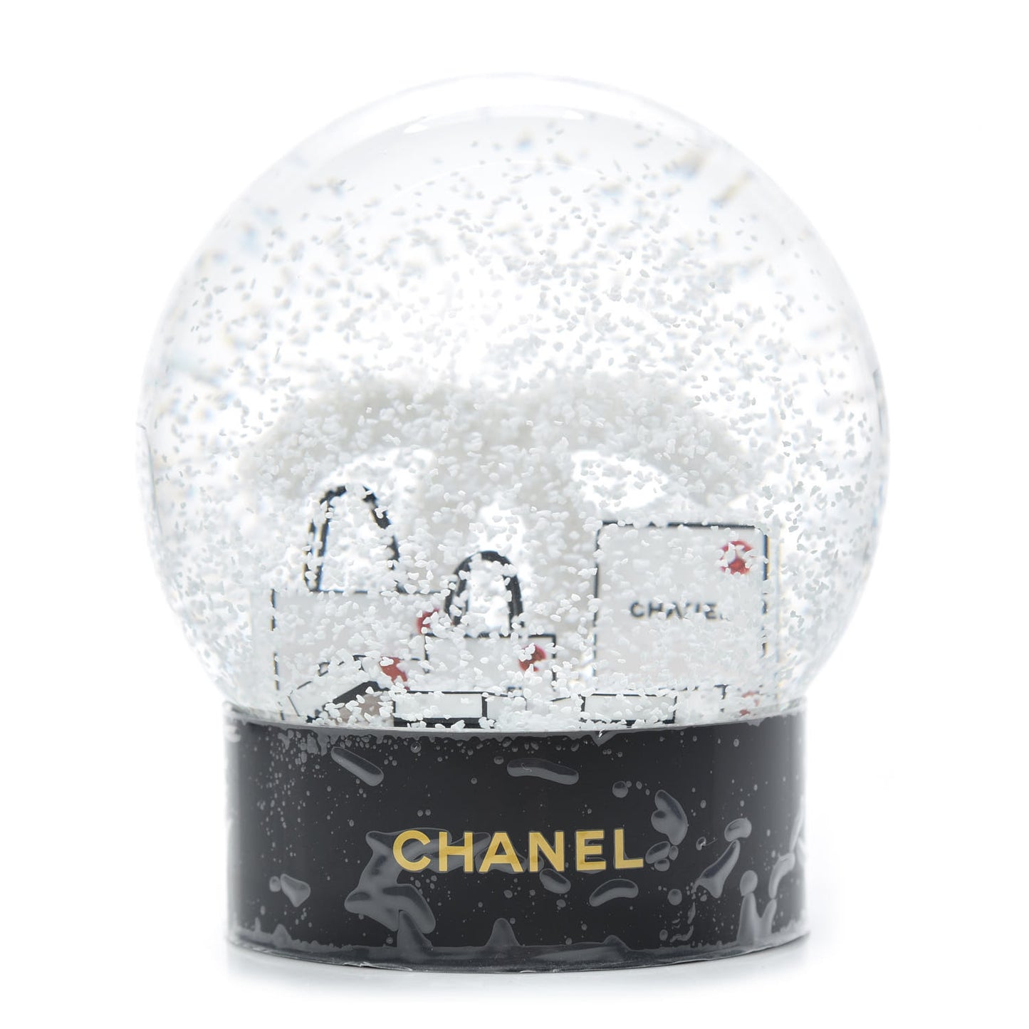 Glass CC Shopping Bag Snow Globe