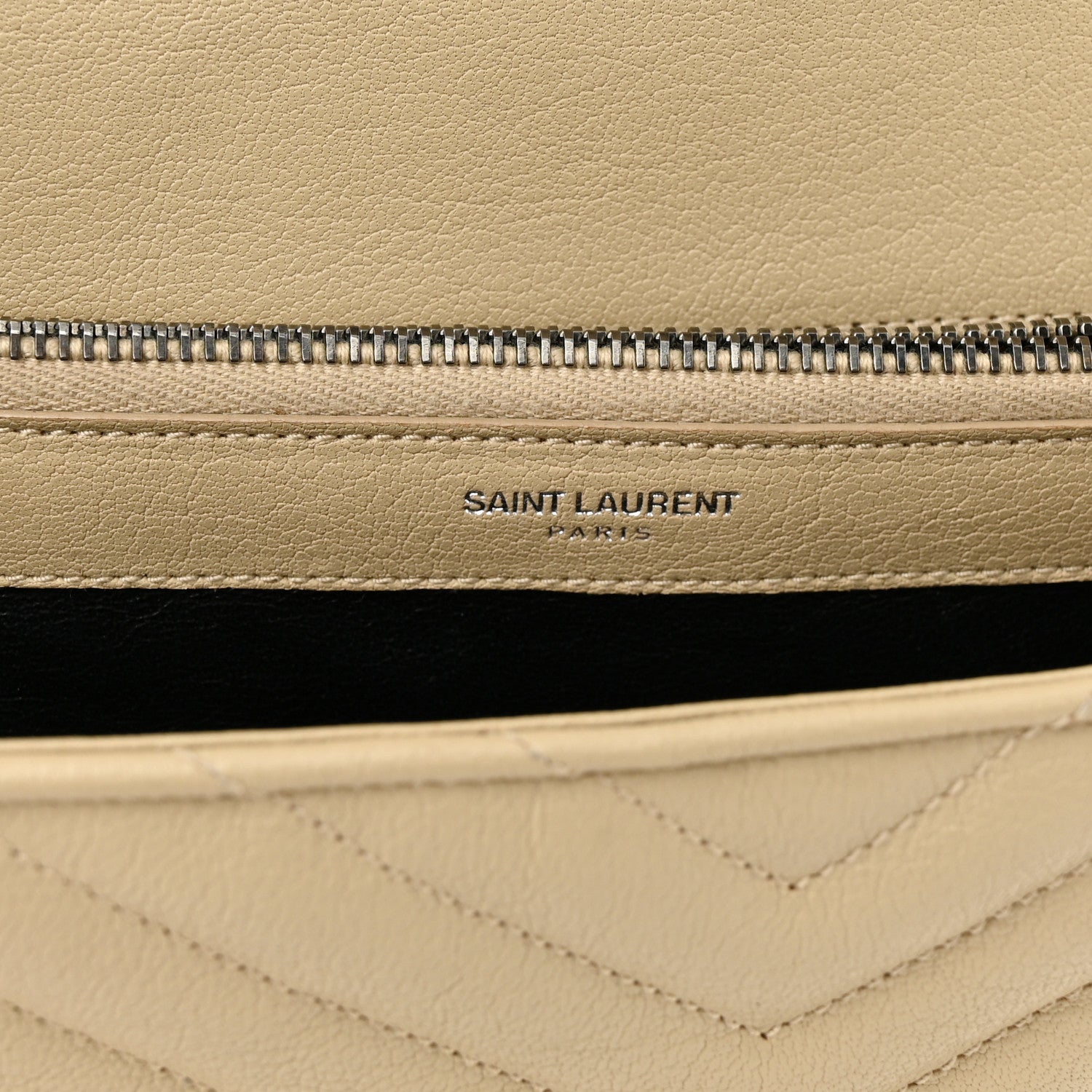 Saint Laurent Sheepskin Matelasse Chevron Monogram Large College Satchel Beige 15 of 18