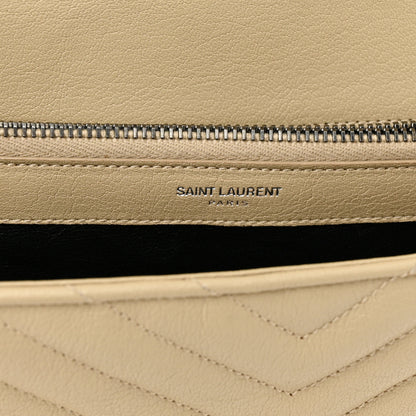 Saint Laurent Sheepskin Matelasse Chevron Monogram Large College Satchel Beige 15 of 18